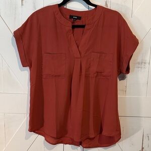 MINE Women's Terracotta Button Back Shirt Sleeve Blouse